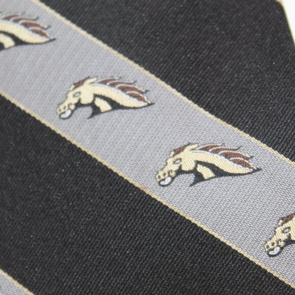 London 400 Western Michigan University Black/silver striped bronco mascot tie - Picture 7 of 8